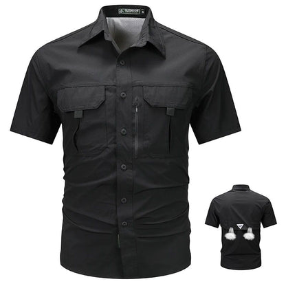 Summer Tactical Shirts Men Work Short Sleeve Shirt Outdoor Breathable Quick Dry Multi-pocket Cargo Camp Hike Short Sleeved Shirt