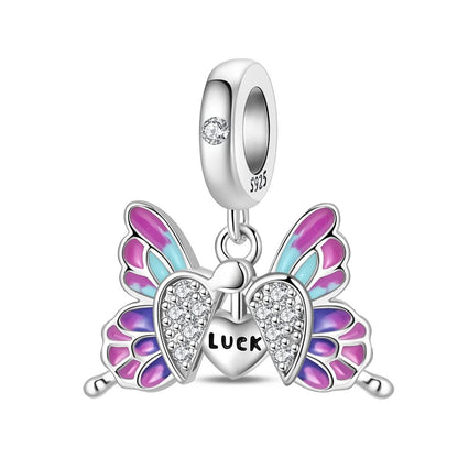 Pingente Charm Libélula Tema Primavera Prata Esterlina 925 Borboleta Flor Pendente Compatível com Bracelete Colar Joias DIY