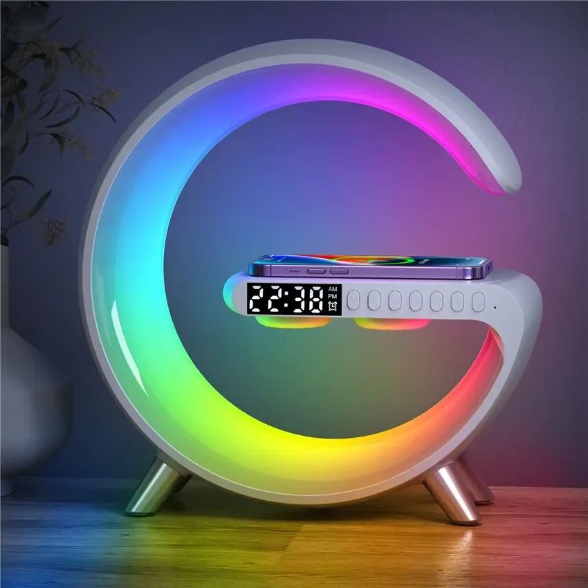 Caixa de Som Bluetooth Multifuncional BIG G Luz Noturna RGB Carregador Sem Fio Rápido Suporte para iPhone Samsung Xiaomi Estação de Carregamento