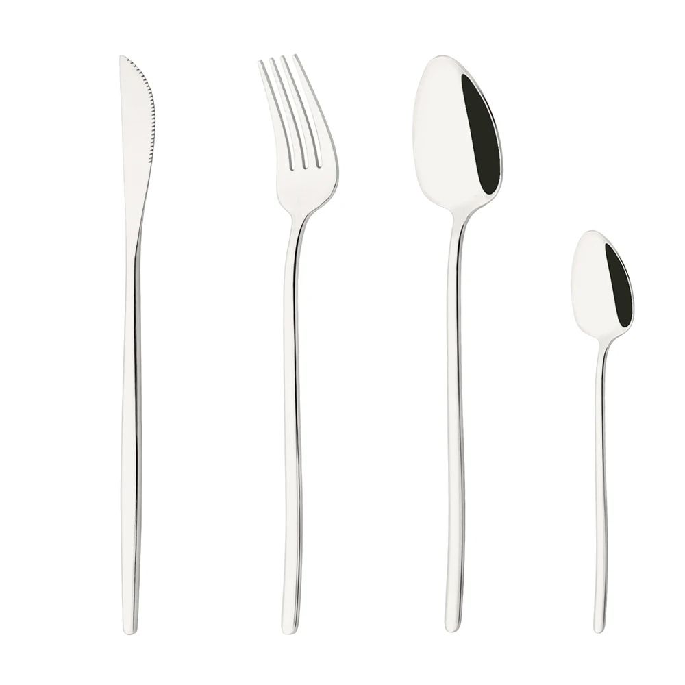 4Pcs Black Gold Dinnerware Tableware Set Mirror Stainless Steel Cutlery Kitchen Knife Fork Spoon Restaurant Wedding Flatware Set