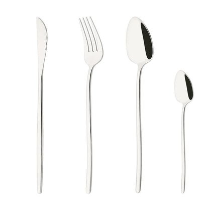 4Pcs Black Gold Dinnerware Tableware Set Mirror Stainless Steel Cutlery Kitchen Knife Fork Spoon Restaurant Wedding Flatware Set