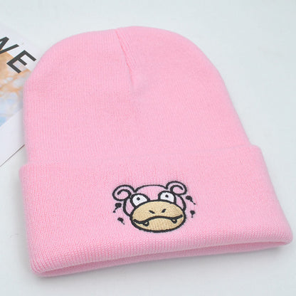 Pokemon Snorlax Ditto Psyduck Gorros Femininos de Inverno Quentes Chapéu Anime Cor Sólida Boné Engraçado Bordado para Homens Touca de Malha Unissex