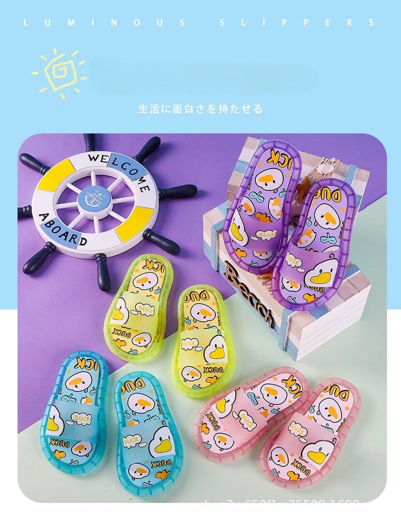 New Cute Luminous Kids Slippers Crystal Shoes Sparkling Lights Boys Girls Will Cartoon Glowing Cute Baby Cool Indoor Outdoor