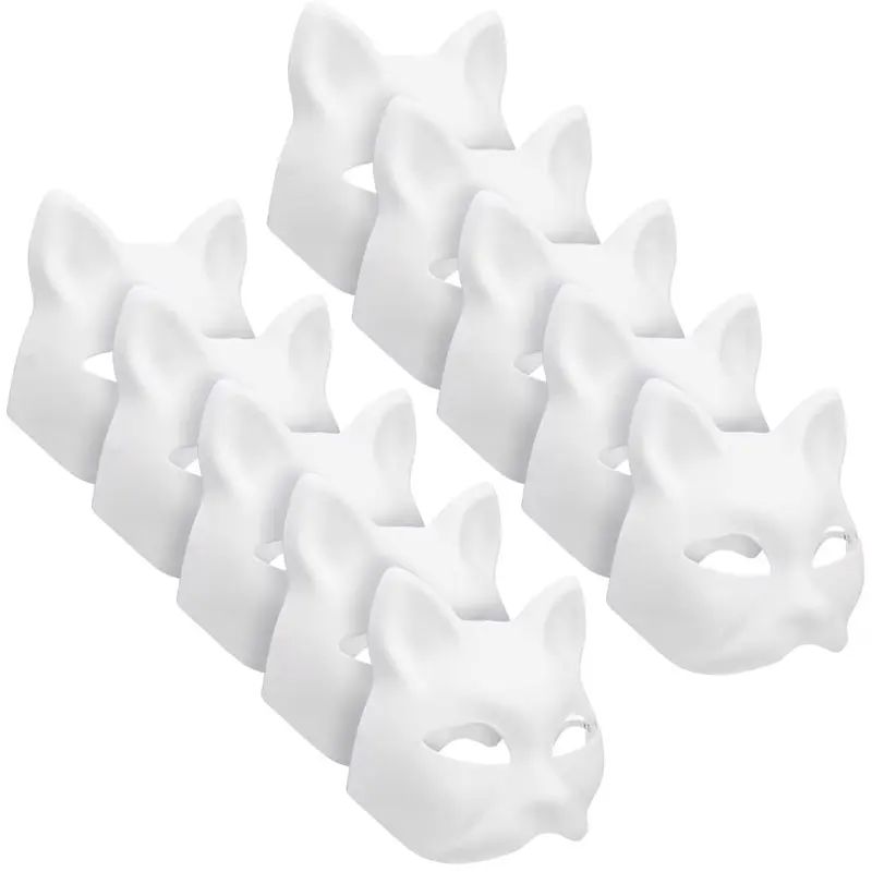 5-50Pcs Cat Fox Mask Halloween Blank Mask Costume for Adults for Holiday Party Role playing accessories