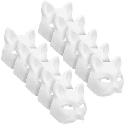 5-50Pcs Cat Fox Mask Halloween Blank Mask Costume for Adults for Holiday Party Role playing accessories