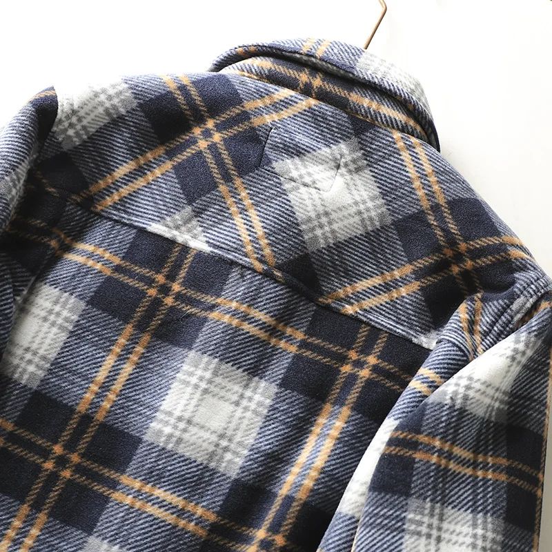 Mens Winter Fleece Linend Warm Plaid Shirt Jacket Casual Long Sleeve Flannel Checked Shirt Men Western Cowboy Button Up Tops