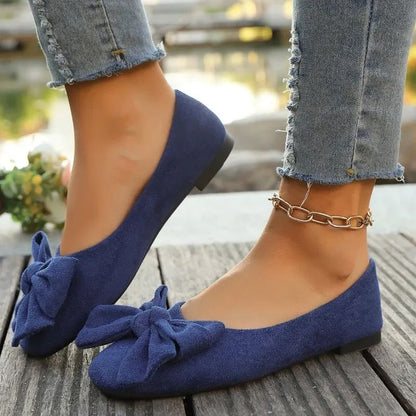 Women's Flat Shoes 2025 Hot Sale Ladies Slip on Flats Outdoor Women Round Toe Bow Tie Soft Bottom Plus Size Shallow Shoes Female