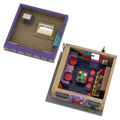 MOC Anime Simpsonized Moe's Tavern Building Blocks Model Springfield Moe's Tavern Modular Bricks Montar Brinquedos Presentes de Aniversário para Crianças