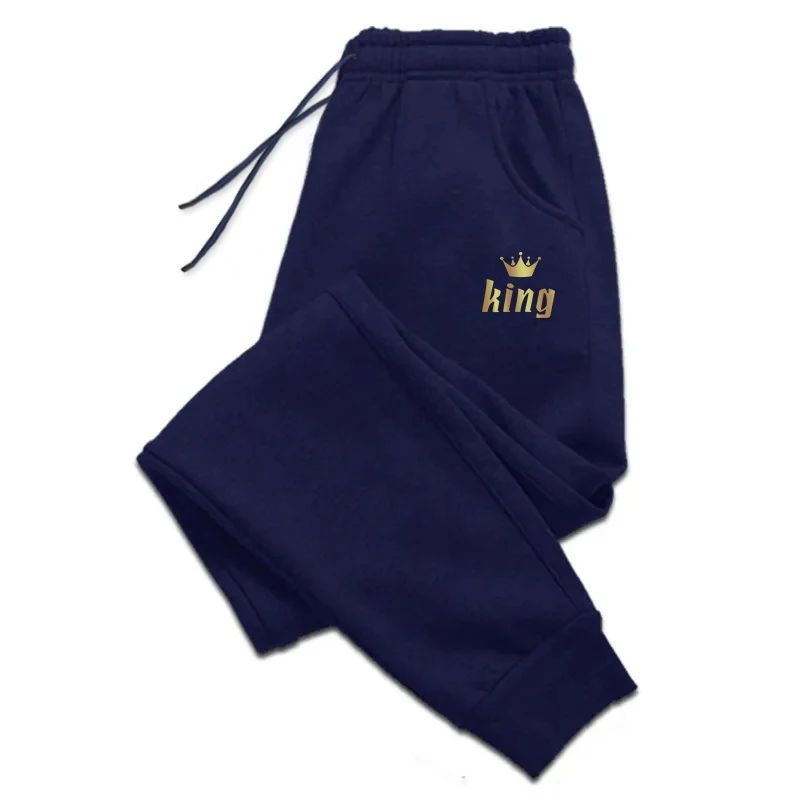 Calças de Moletom Masculinas King Printing Calças Casuais Esportes Ao Ar Livre Calças de Corrida Outono Inverno Calças Masculinas Diárias Roupa Esportiva Fitness 2025