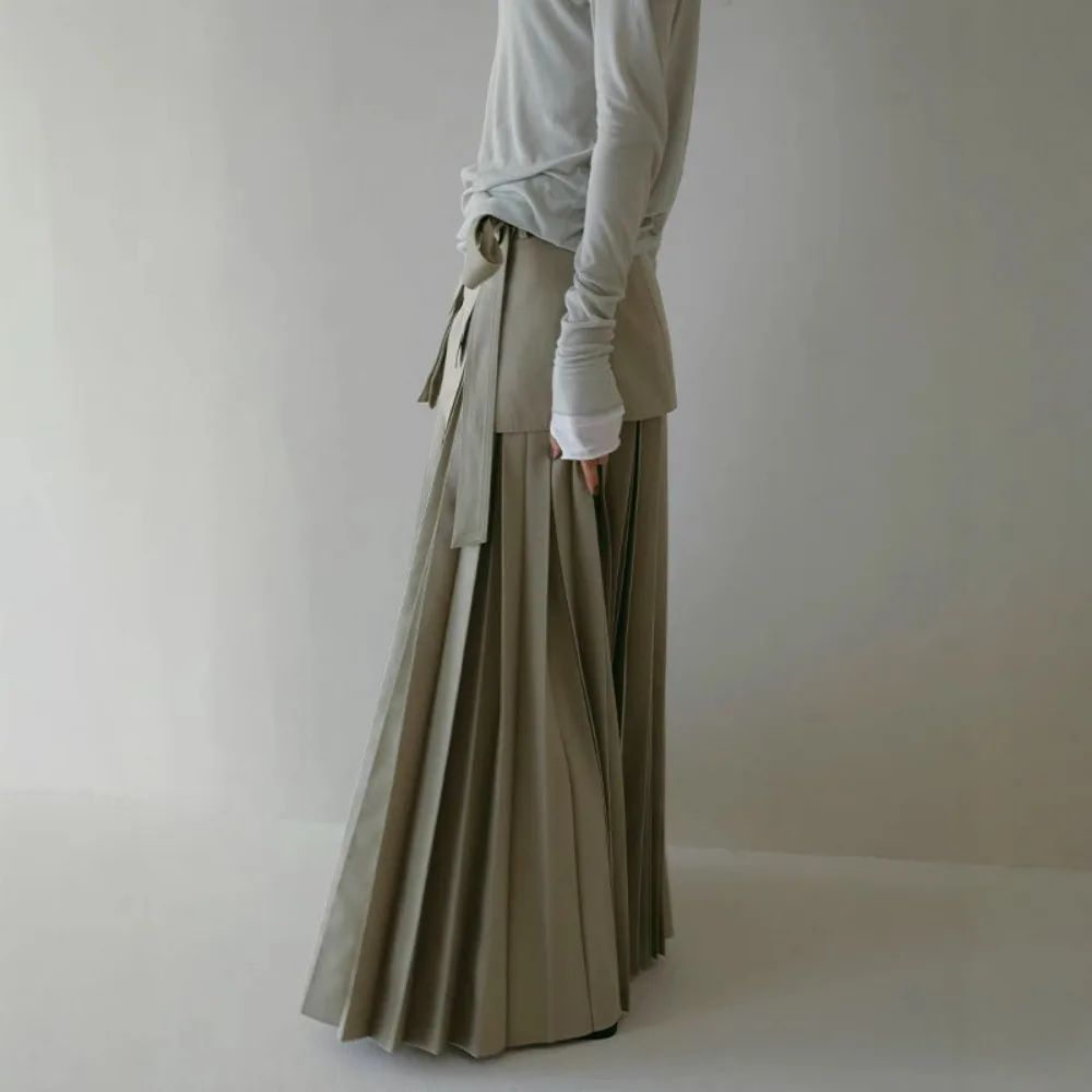 Spring Summer Vintage Japanese Casual Skirts Women Three-dimensional Two-piece Skirt High Waist All-match Pleated Faldas Mujer