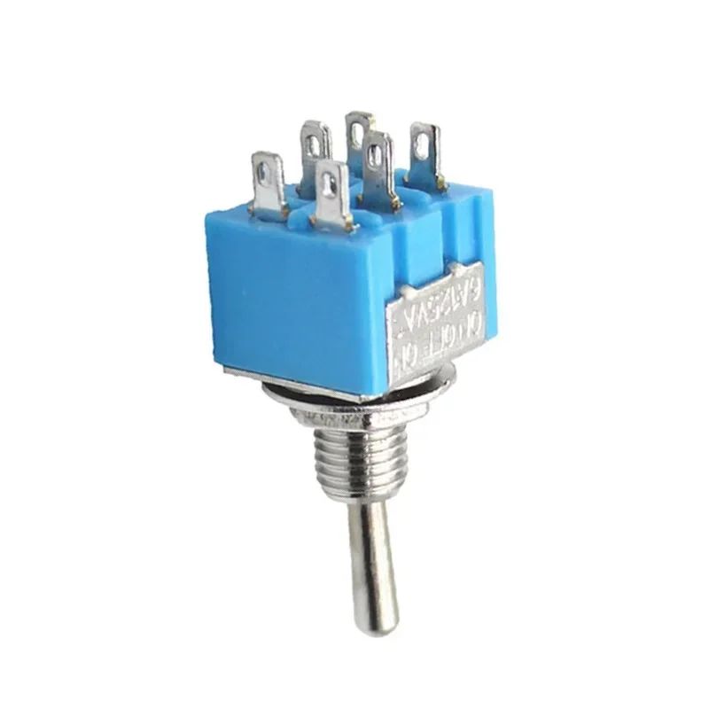10Pcs Light Blue Miniature Toggle Switch MTS-102/103/202/203 3 Pin 6 Pin Rocker Power Switch ON-OFF-ON / ON-OFF Waterproof Cap