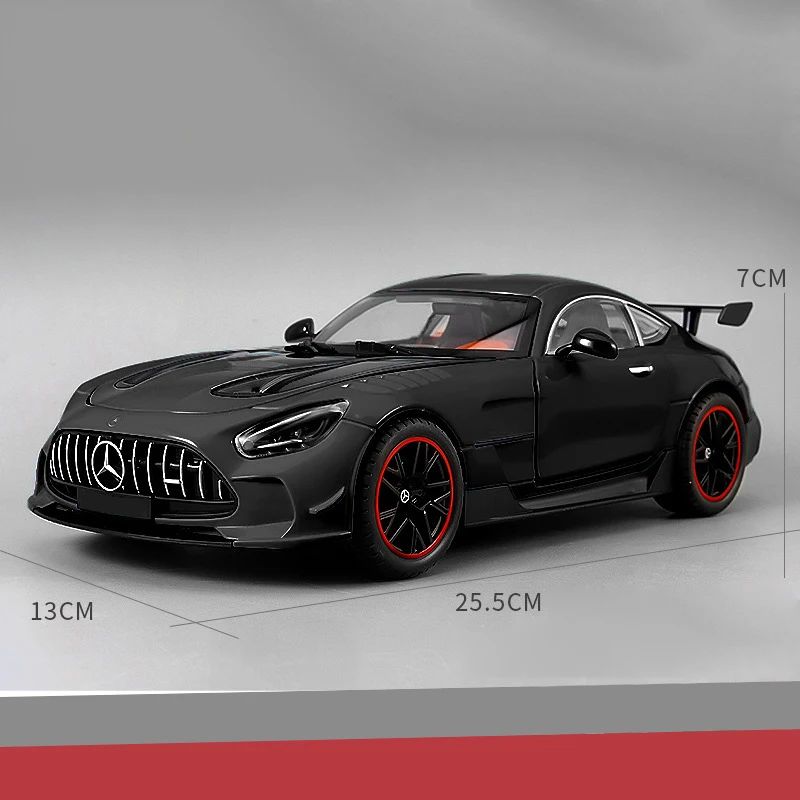 Grande 1:18 Mercedes Benz GTR Miniatura de Carro de Liga Leve Coleção Simulação Diecast Som e Luz Veículo Brinquedos Carro Para Presentes Infantis