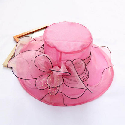 Chapéu Dobrável Feminino de Organza Floral para Igreja, Kentucky, Chá, Chapéu de Sol Elegante Fascinator para Cerimônia de Casamento Feminino