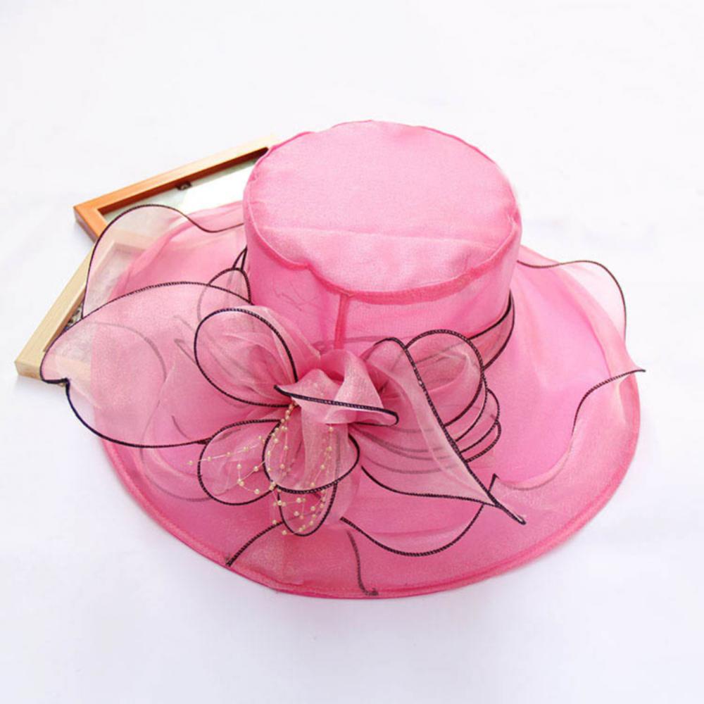 Chapéu Dobrável Feminino de Organza Floral para Igreja, Kentucky, Chá, Chapéu de Sol Elegante Fascinator para Cerimônia de Casamento Feminino