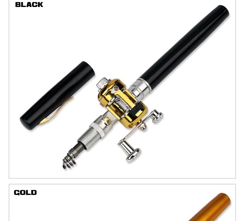 Fishing Rod Reel Combo Set Mini Telescopic Pocket Pen Fishing Rod Pole + Reel