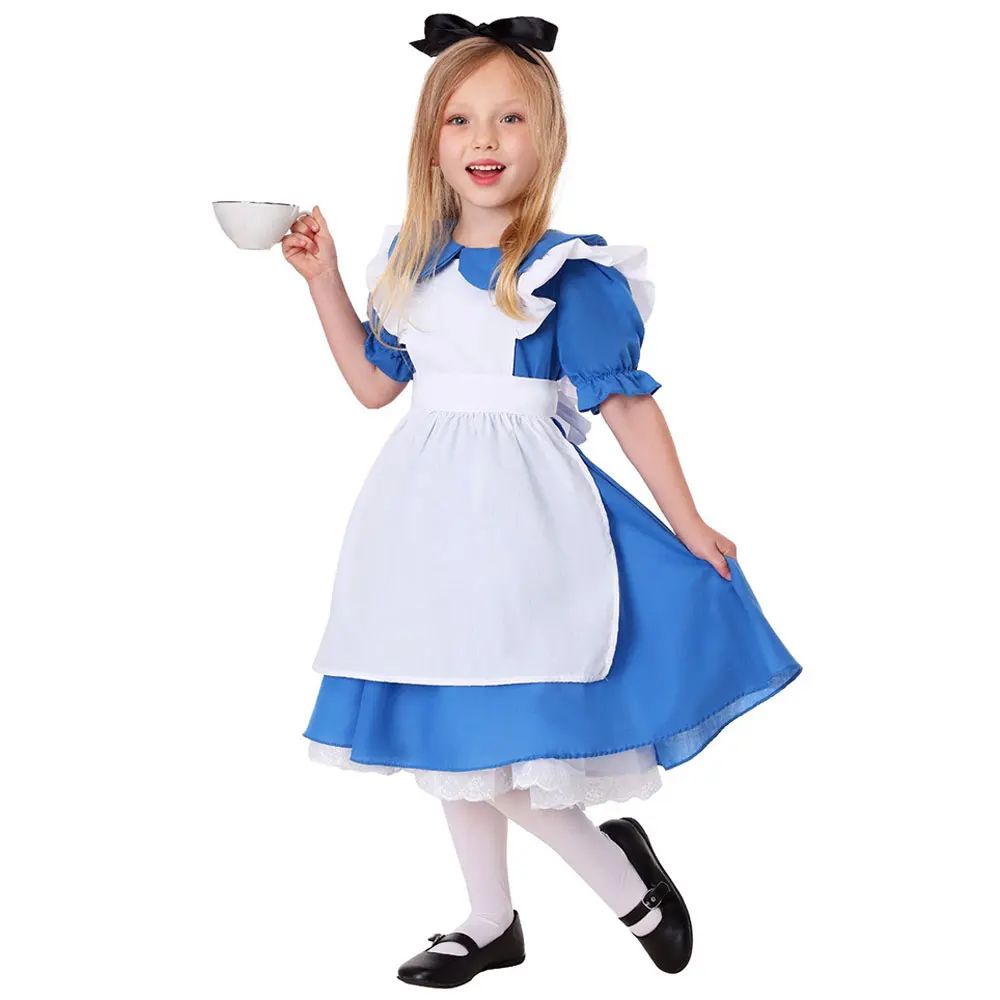 Halloween Party Dress Up Blue Maid Uniform COS Anime Costumes Alice in Wonderland Super Cute Maid Outfit Cosplay Dress