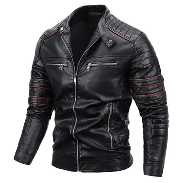 Streetwear Biker Jacket Coat Fashion Men Leather Jacket Slim Fit Autumn Winter Coat Men Fur Lined Men Motorcycle New Jacket