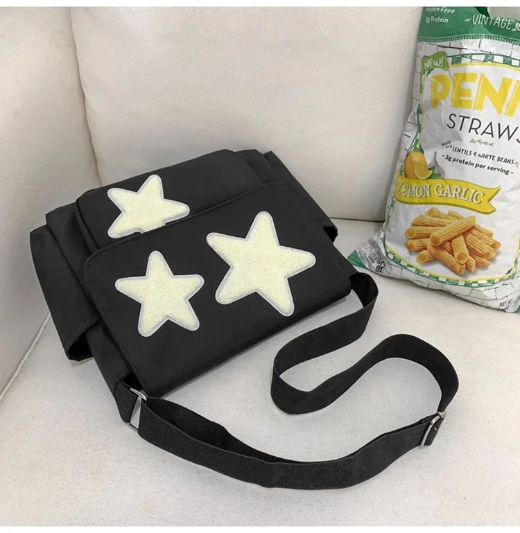 Women Star Pattern Y2k Messenger Bag Casual Tote Lady Simple Large Capacity Shoulder Bag Girl Travel School Bookbag Handbag