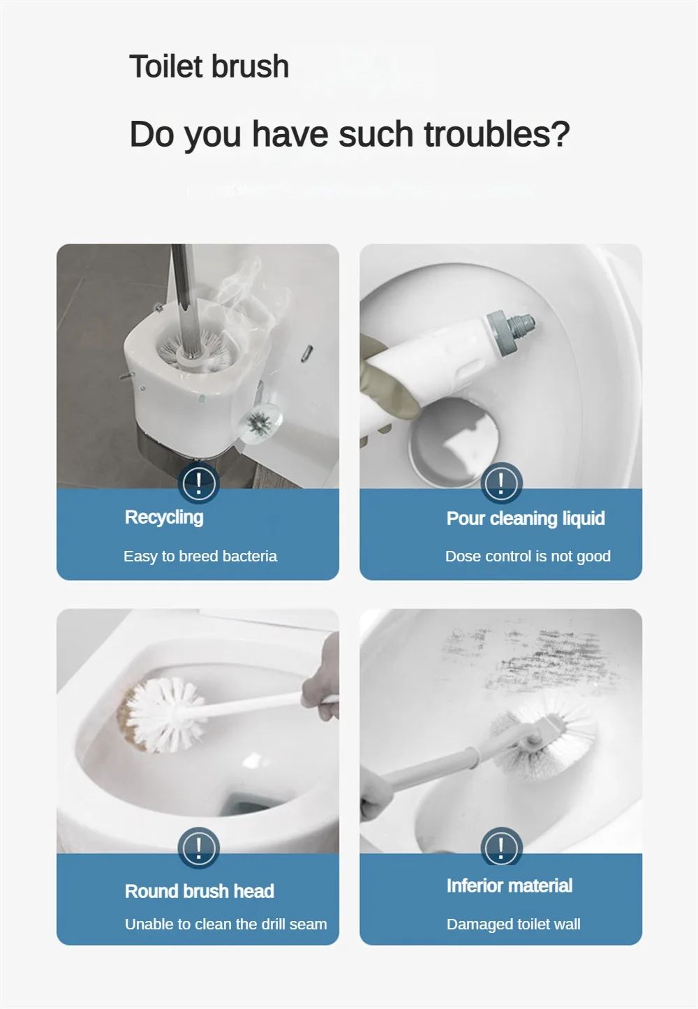 Disposable Toilet Brush Wall-Mounted Cleaning Tool for Bathroom Replacement Brush Head Toilet Cleaning Brush Set Wc Accessories
