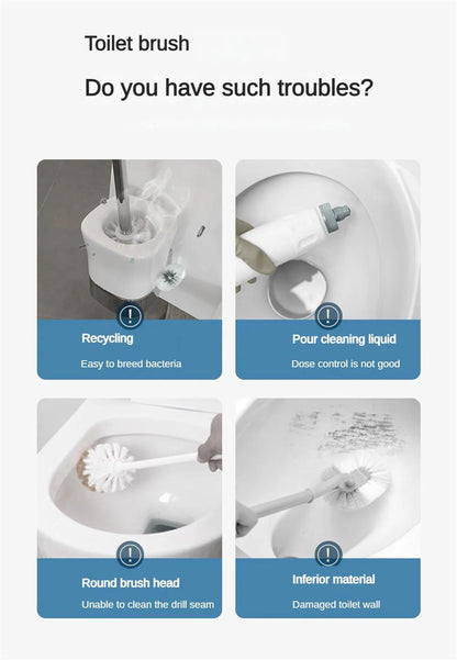 Disposable Toilet Brush Wall-Mounted Cleaning Tool for Bathroom Replacement Brush Head Toilet Cleaning Brush Set Wc Accessories
