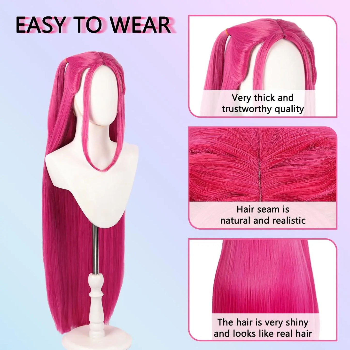 Girl group role-playing synthetic wig, purple split braid wig, rose red long straight hair with bun, romantic party photo