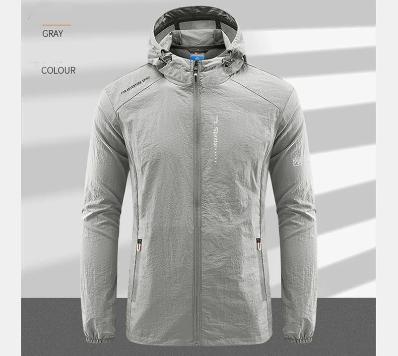 UPF50+ Summer Outdoor Quick Dry Sun-Protective Thin Jacket Men Hiking Fishing Cycling Hooded Gym Sport Ultra Light Windbreaker