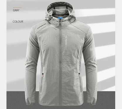 UPF50+ Summer Outdoor Quick Dry Sun-Protective Thin Jacket Men Hiking Fishing Cycling Hooded Gym Sport Ultra Light Windbreaker