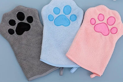 Luvas de Banho de Secagem Rápida para Cães Luvas de Higiene para Pets Multicores Macias com Estampa de Patinha para Cães e Gatos, Essenciais para Banho e Secagem