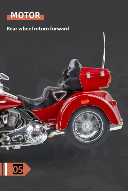 1:9 Harley D-vTRI GLIDE ULTRA Triciclo de Luxo em Liga Fundido Coleção Moto Brinquedo Luz e Som Decoração Presente