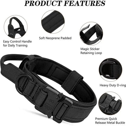 Coleira Tática Estilo Esportivo para Cães, Coleira Utilizável para Cães de Médio a Grande Porte com Capacidade de Tração para Adestramento Canino