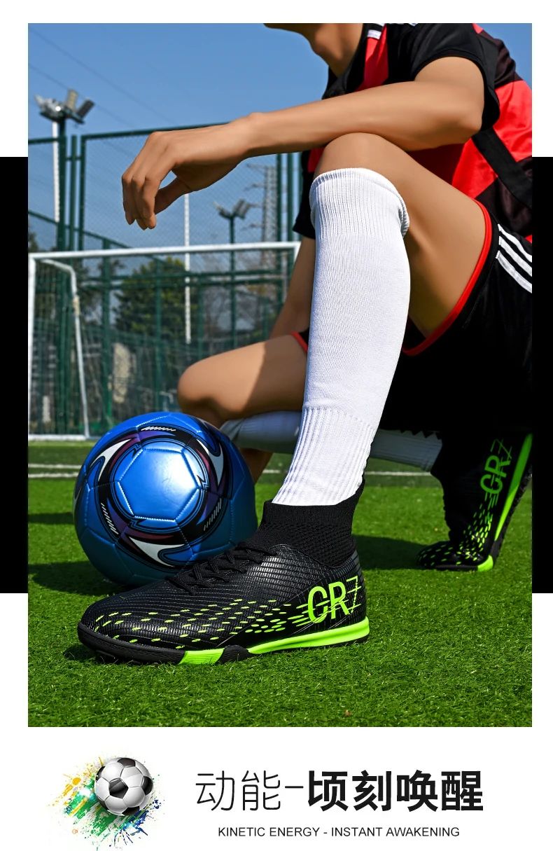 New Men Soccer Shoes High-top Futsal Cleats Sneakers Football Boots Grass High-quality Non-Slip Match Indoor Hot-selling FG/TF