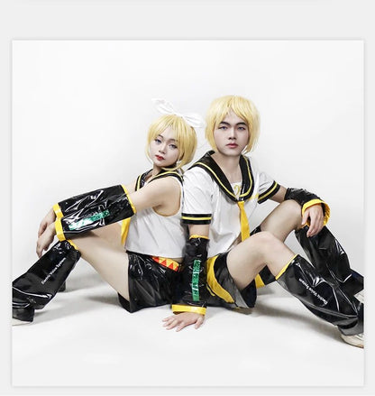 Just Saiyan2025  Kagaminee Rin/Len Cosplay with Ears Collab Series: Kagaminee Rin Len Cosplay Top Shorts Costumes Cosplay Outfit