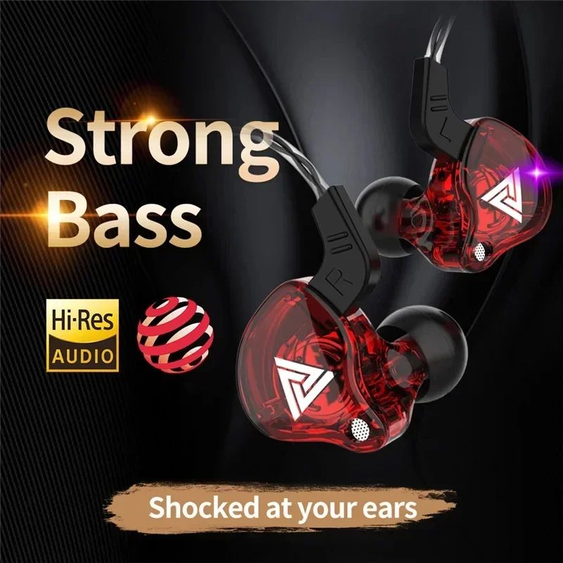 VIKEFON QKZ AK6 Fone de Ouvido Intra-auricular com 6 Drivers Dinâmicos, Headphone com Microfone, Estéreo Esportivo HIFI, Fone de Ouvido Monitor com Subwoofer