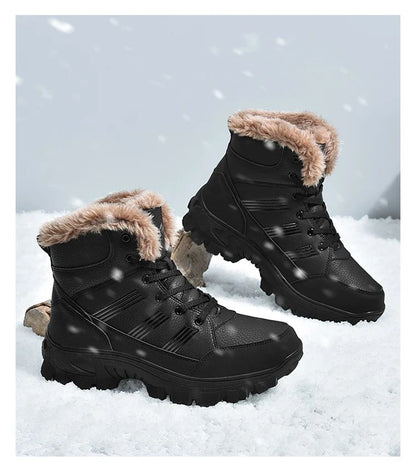 Men Winter Snow Boots Super Warm Men Hiking Boots High Quality Waterproof Leather High Top Big Size Men's Boots Outdoor Sneakers