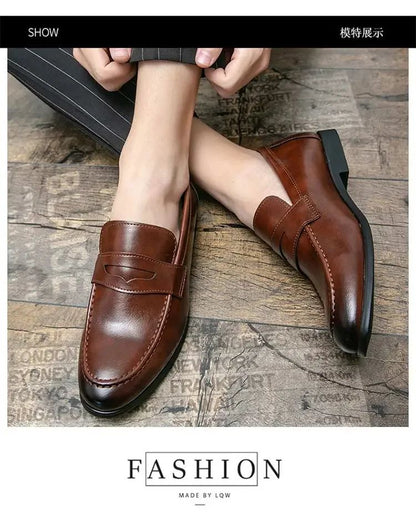 Luckman mens dress shoes PU leather fashion men business dress loafers pointy shoes