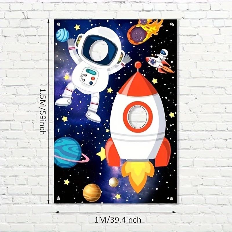 Space face display background cloth Boy's birthday party outdoor game photo booth photography decoration