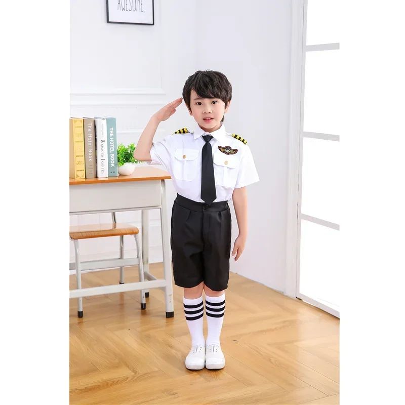 2025osplay Costumes pour enfants, uniforme de pilote d'avion, vêtements de classe de profession