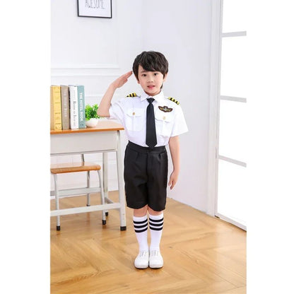 2025osplay Costumes pour enfants, uniforme de pilote d'avion, vêtements de classe de profession
