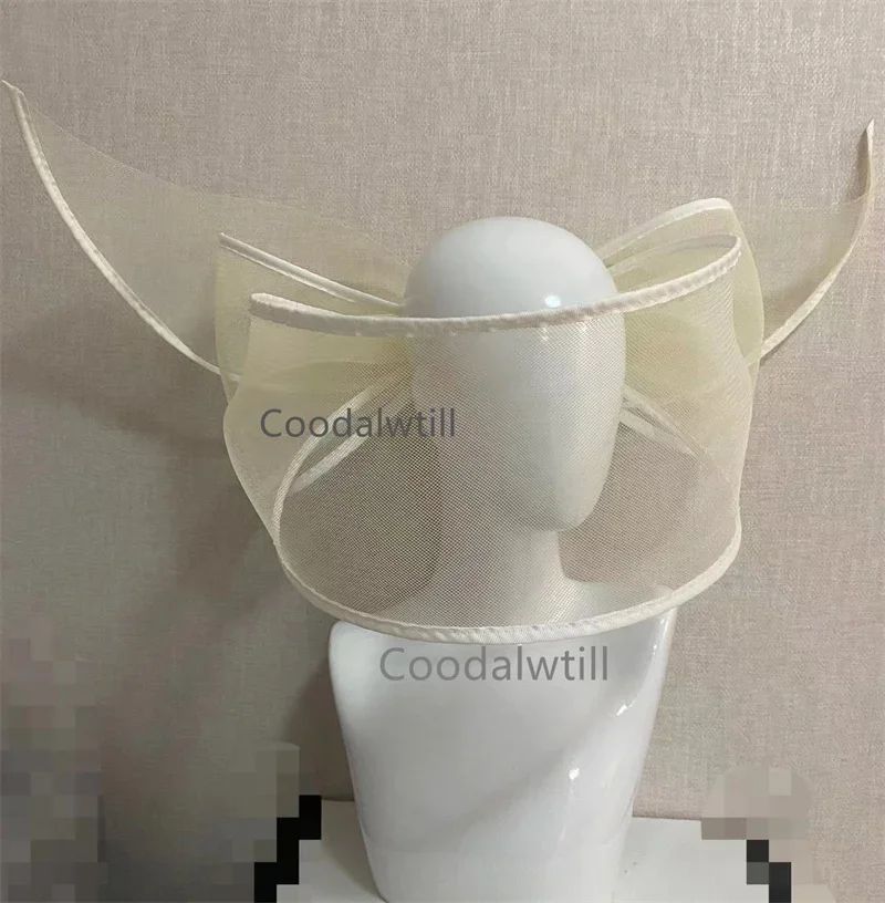Fascinator de Véu Branco Elegante Chapéu Feminino para Kentucky Derby Evento de Corrida Adorno de Cabeça de Moda Boné de Rede Chapeau para Eventos Femininos