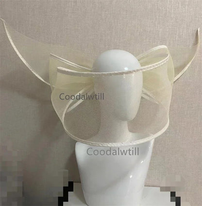 Fascinator de Véu Branco Elegante Chapéu Feminino para Kentucky Derby Evento de Corrida Adorno de Cabeça de Moda Boné de Rede Chapeau para Eventos Femininos