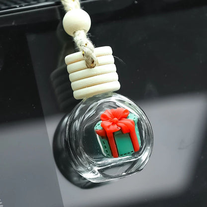 Pingente de Frasco de Perfume de 10ml Decoração de Espelho Retrovisor de Carro de Natal Frasco de Vidro Vazio Frasco de Óleo Essencial para Aromaterapia