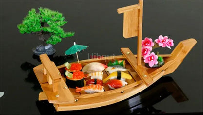 Culinária Japonesa Barco de Sushi Ferramenta de frutos do mar Modelo de Loja de Madeira Navio Simples Artesanal Sashimi Pratos Frios Variados Louça Bar
