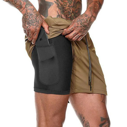 2025 New Men's Camo Running Shorts 2 in 1 Double Layer Quick Dry Gym Fitness Exercise Jogging Training Shorts Male Sports Short