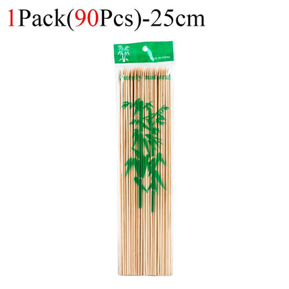 90/450pcs Bamboo Stick Food Grade Bamboo Skewer Sticks Disposable Natural Wood Long Stick Barbecue Fruit BBQ Tools 15/20/25/30cm