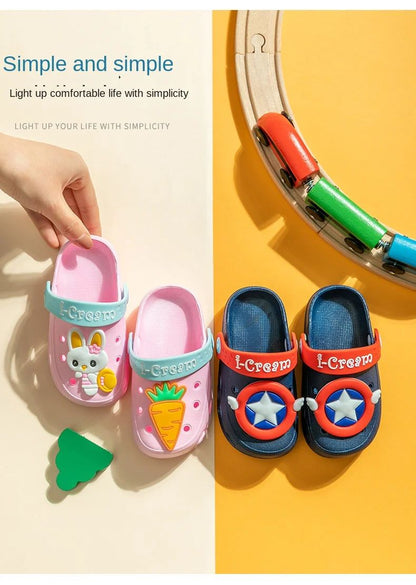 Summer Kids Sandals Hole Children's Shoes Slippers Soft Anti-Skid Cartoon DIY Design Hole Baby Shoes Sandy Beach For Boys Girls