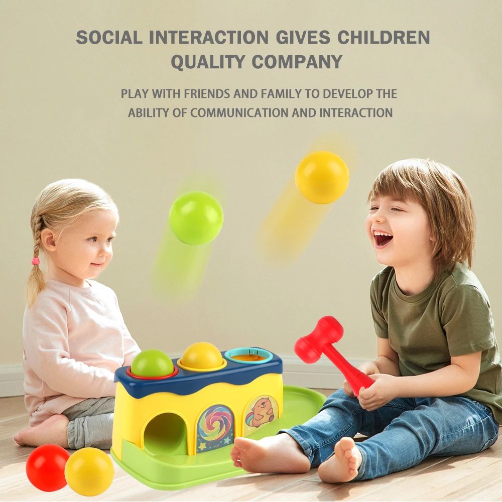 Engaging Pop-Up Hammer Toy for Babies Educational Stacking Balls Game Toys Gifts for Children's Preschool Fun for Boys Girls
