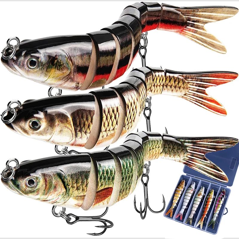 Isca de Pesca Articulada Slow Sinking Biônica Segmentada 10cm/12.4g Wobble Tackle para Pesca de Água Doce Salgada 5/3/1Pcs