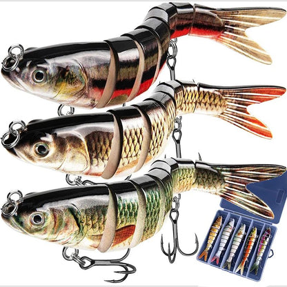 Isca de Pesca Articulada Slow Sinking Biônica Segmentada 10cm/12.4g Wobble Tackle para Pesca de Água Doce Salgada 5/3/1Pcs