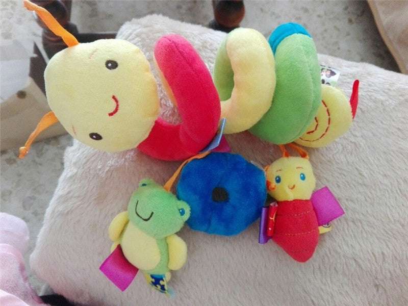 Baby Plush Hanging Toy Cartoon Cute Animals Shapes Prams Stroller Bed Spiral Activity Hanging Toys Colorful Soothing Rattles Toy