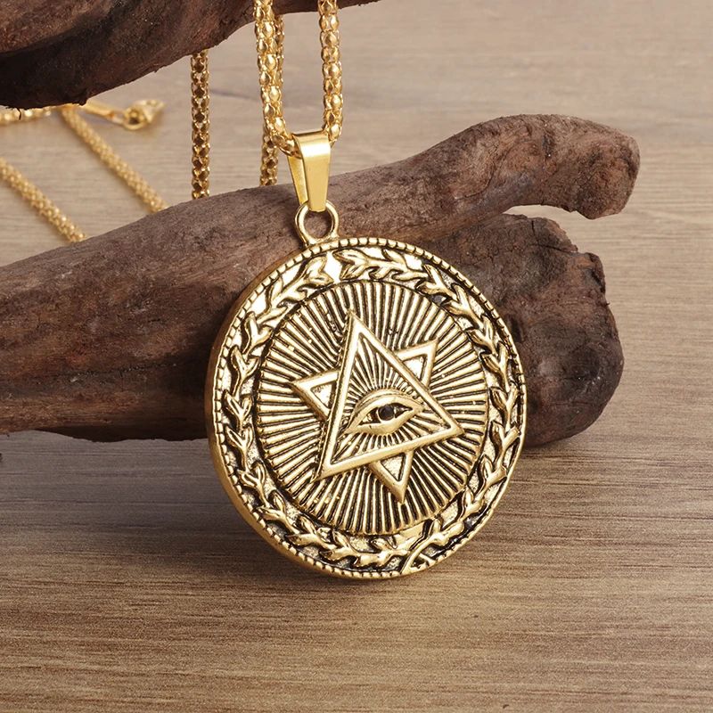 Eye of Horus, Eye of God Necklace, Rotatable Evil Eye Pendant, Men's Trendy Retro Weird Egyptian Amulet Jewelry